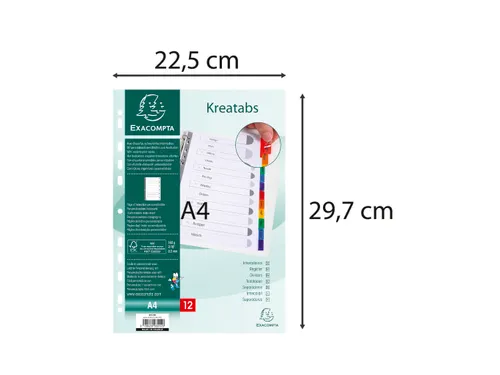 Intercal. Perso.Krea tabs carte bl A4 12P