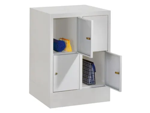 lockerkast,HxBxD 855x600x500mm,2x2vakken,RAL7035,front RAL5010