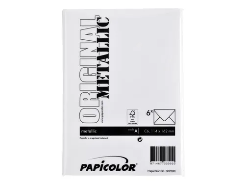 Envelop Papicolor C6 114x162mm metallic parelwit pak à 6 stuks