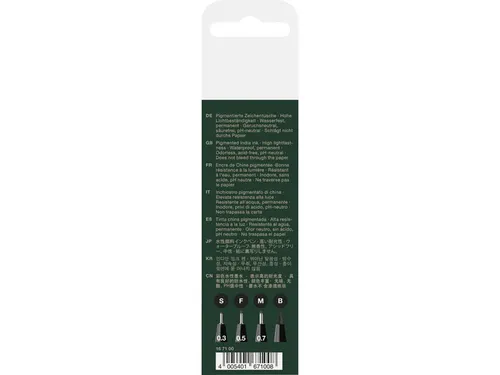 Tekenstift Faber Castell Pitt Artist Pen 4 Stuks Etui Zwart