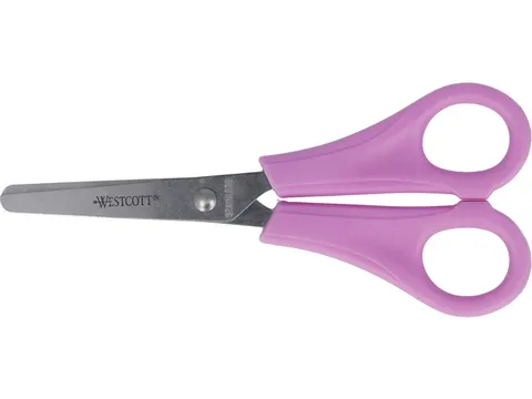 Schaar Westcott Kids 13cm RH kunststof ronde punt roze bulk met label