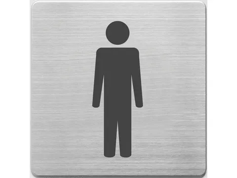 Pictogram Alco RVS 90x90x1mm - WC mannen -