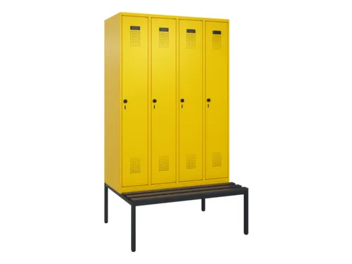 locker met bank,voor scheiding van kleding,HxBxD 2120x1200x815mm,4vak