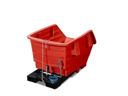 PE-kiepbak,HxLxB 890x1650x1145mm,0,75m³,draagverm. 250kg,rood