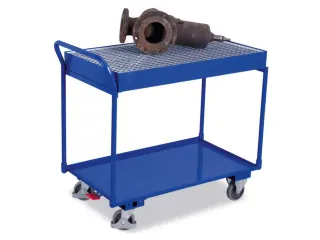Tafelwagen 250kg 1000x600mm 2 Etages Staalplaat Met Opvangbak 60l - 1