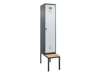 locker met bank,voor scheiding van kleding,HxBxD 2120x400x815mm,1vak - 2