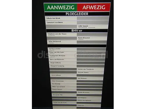 In-uit bord aluminium aan/afwezigheidsbord Maatwerk