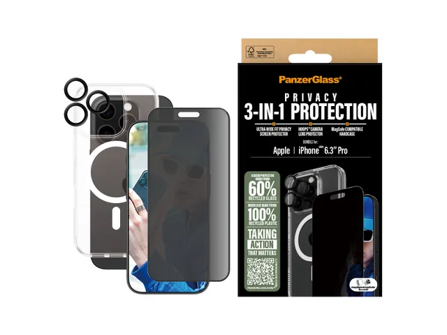 PanzerGlass 3-in-1 Privacy Protection Bundle iPhone 16 Pro, Apple,