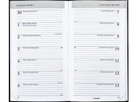 Agenda 2027 Brepols Breplan Seta 7 jours/1 page assorti noir bordeaux