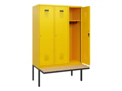 locker met bank,HxBxD 1950x1200x815mm,3vak,vak B 400mm,cilinderslot