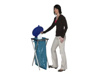 Rvs Afvalverzamelaar 120 Liter 900x400x450mm Voetpedaal Deksel Blauw - 1
