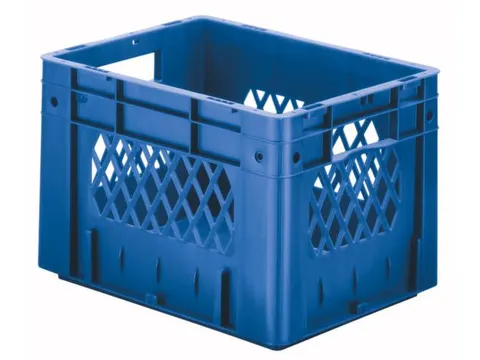 Euronorm Stapelkrat Blauw 270x400x300mm 23.3l Opengewerkt/Bodem Gesl.