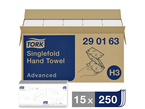 Tork 290163 Handdoek Singlefold H3 Z-vouw Advanced Wit 15x250 vel
