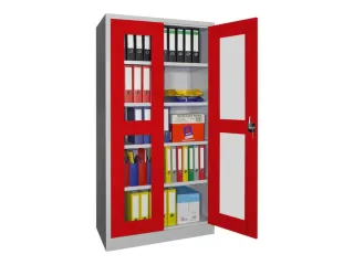 Vitrinekast Hxbxd 1950x1000x500mm Draaideuren Ral7035 Front Ral3000 - 2