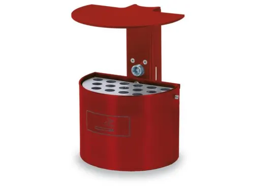 Asbak 2 liter 290x200mm Wandmontage Halfrond Rood