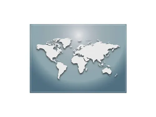 Placemat 45x32cm PVC Wereldkaart Blauw 6 Stuks