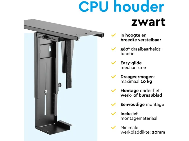 Brasq CPU Houder Zwart 360° Draaibaar