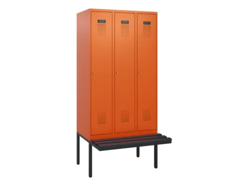 locker met bank,HxBxD 1950x900x815mm,3vak,vak B 300mm,cilinderslot