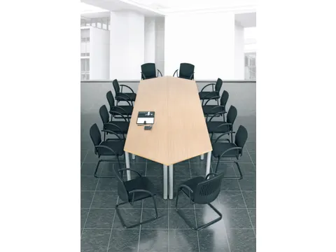 vergadertafel HxBxD 72x80x69cm trapezium Beuken 4voeten Alu