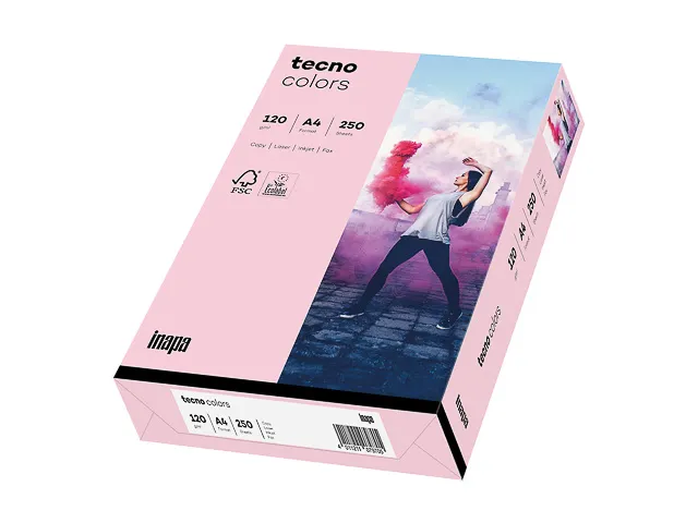 Inapa Tecno colors Gekleurd papier A4 Lichtroze 120 gram 250vel