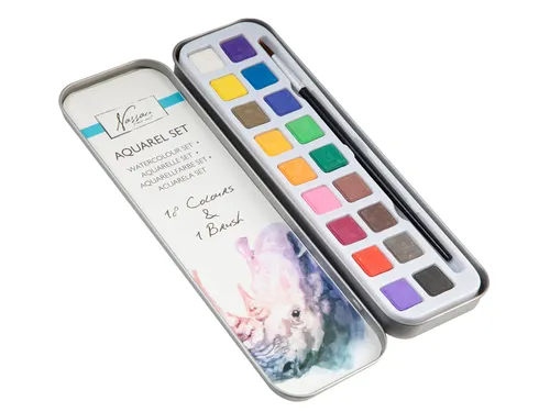 Aquarelverf Nassau Art blik à 18 napjes en penseel
