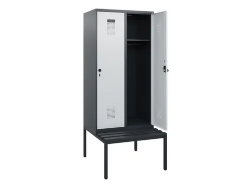 locker met bank,HxBxD 1950x800x815mm,2vak,vak B 400mm,draaigrendel