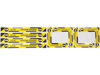 Sticker Waarschuwing Tekst: A.U.B. 1,5m Afstand Houden Geel/Zwart - 2