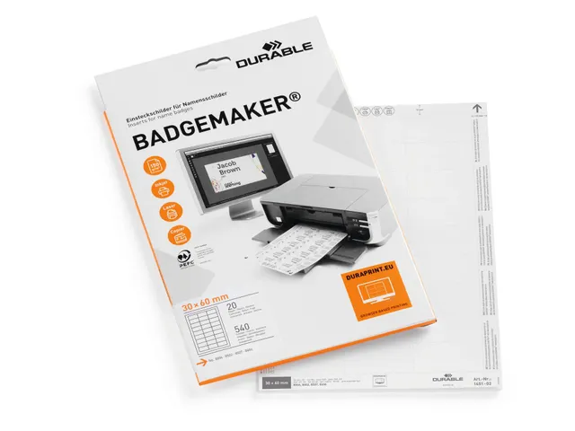 Kaart Durable 1451 Badgemaker Congresspeld 30x60mm