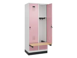 locker met bank,HxBxD 1950x800x815mm,2vak,vak B 400mm,draaigrendel
