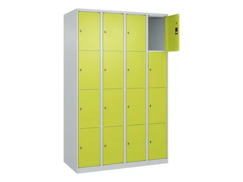 lockerkast,HxBxD 1850x1200x500mm,4x4vakken,vak B 300mm,cil.-slot