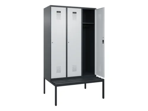 locker met bank,HxBxD 2120x1200x815mm,3vak,vak B 400mm,cilinderslot