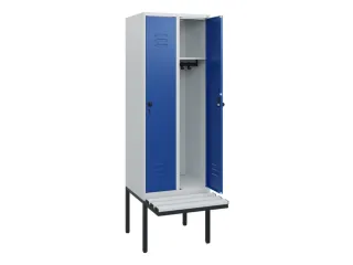 locker met bank,HxBxD 1950x600x815mm,2vak,vak B 300mm,draaigrendel - 2