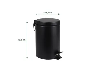 Afvalbak BRASQ pedaalemmer 3 liter zwart rvs - 3
