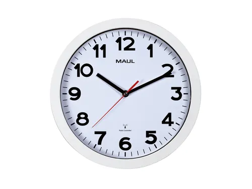 Wandklok MAUL Step RC Ø30x5cm kunststof wit/wit