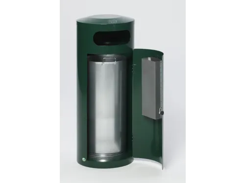 Combi-Asbak 70 Liter HxØ 1045x420mm Ral6005 Afsluitbaar Staal Groen