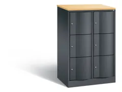 lockerkast cil.slot 1255x770x540mm 2x3 vakken RAL7021 front RAL7021