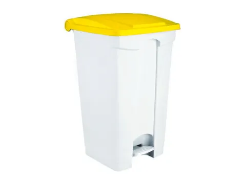 Contitop,afvalbak met pedaal 90L wit/geel