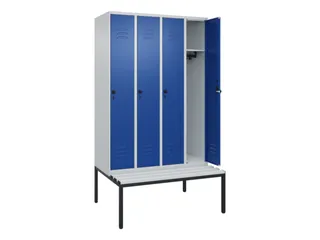 locker met bank,HxBxD 2120x1200x815mm,4vak,vak B 300mm,draaigrendel - 2