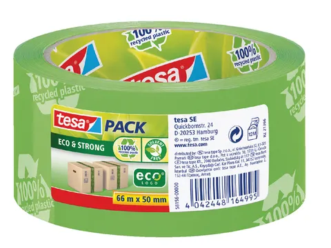 Verpakkingstape tesapack Eco & Strong 50mmx66m PP groen print