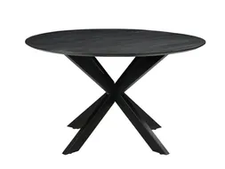 Vergadertafel Harper 130cm Rond Mango Zwart Spinpoot Zwart