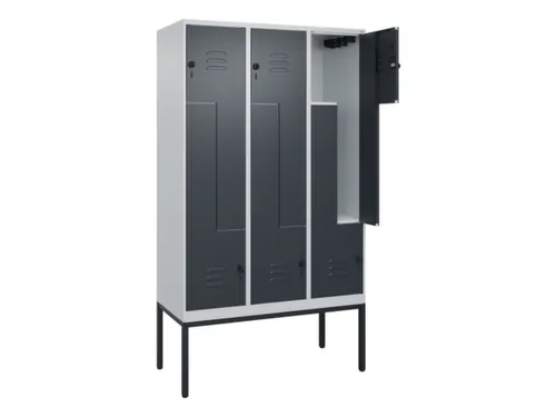 Z-garderobekast,HxBxD 2120x1200x500mm,vak B 200/400mm,draaigrendel