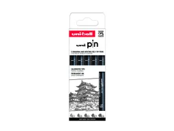 Fineliner Uni-ball Pin ASP008 set à 5 breedtes zwart