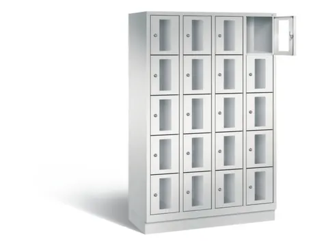 Lockerkast 1800x1190x500mm 4x5 vakken Cilinderslot, Sokkel, RAL7035