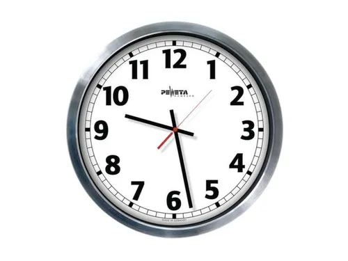 Radiowandklok Aluminium Ø 50cm Cijferaanduiding Vlak Mineraalglas