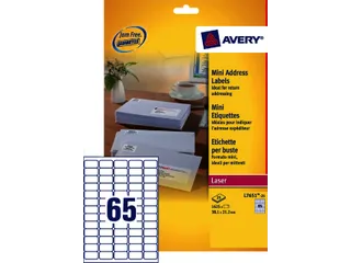 Etiket Avery L7651-25 38.1x21.2mm Laserprinter Wit 1625 stuks - 2