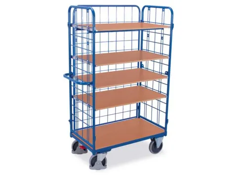 Etagewagen 500kg 1000x700mm H 1820mm 3 Wanden Draadgaas 5 Etages