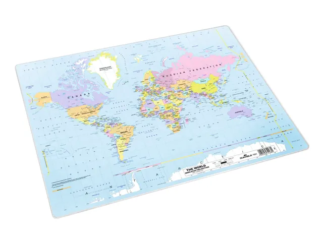 Sous-main 500x380mm avec carte du monde PP transparent