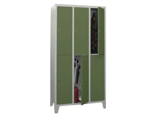 lockerkast,HxBxD 1850x1200x500mm,3x2vakken,RAL7035,front RAL6011