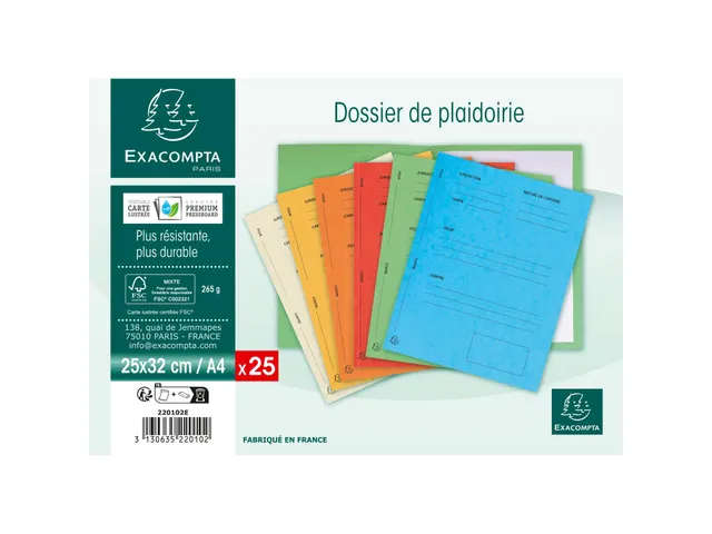 Pleidooimappen Pour/Contra Versterkt Karton 25x32cm Blauw 25 Stuks