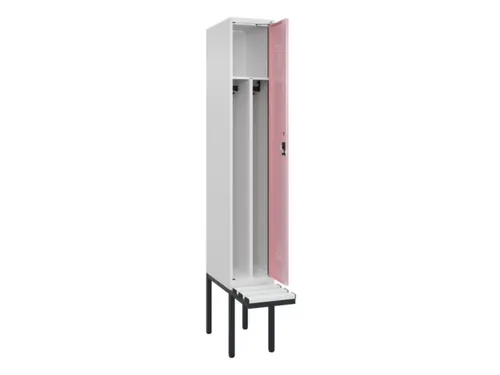 locker met bank,voor scheiding van kleding,HxBxD 2120x300x815mm,1vak